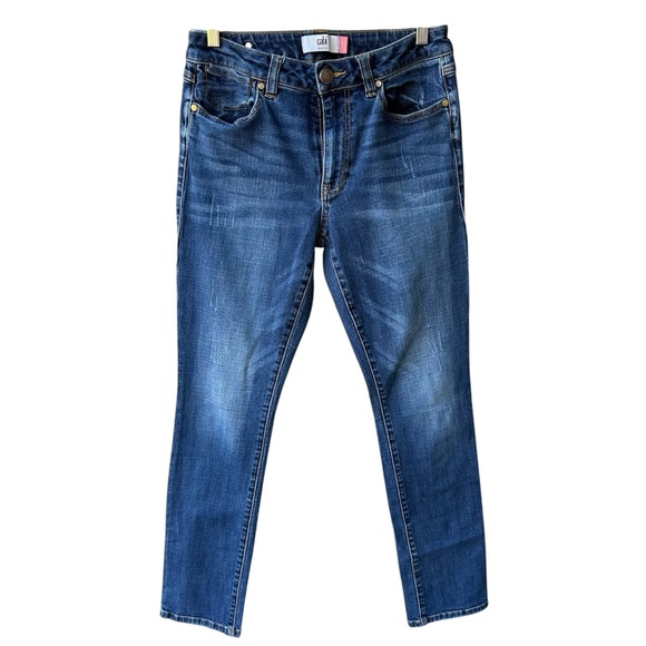 Cabi Jeans Pants The Straight Blue Wash Denim Distressed Classic Chic 3561 Sz 6 - Picture 1 of 6